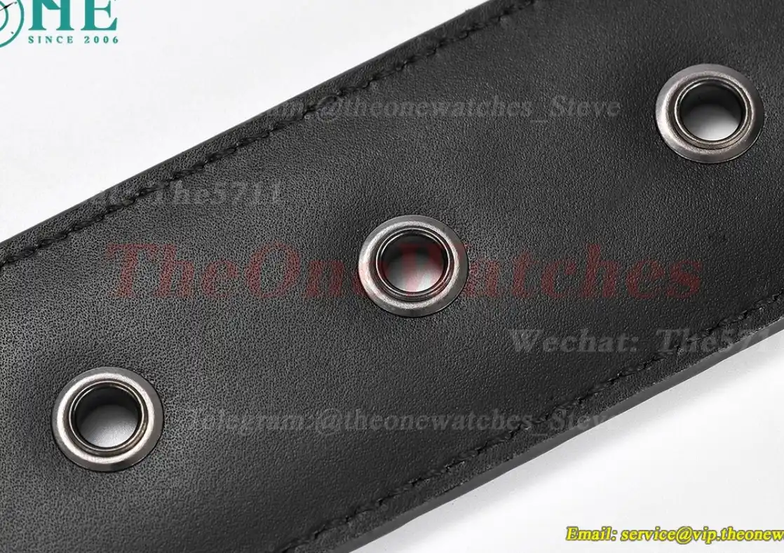 PVD Brass Buckle on Black Braided Leather Belt 4.0cm