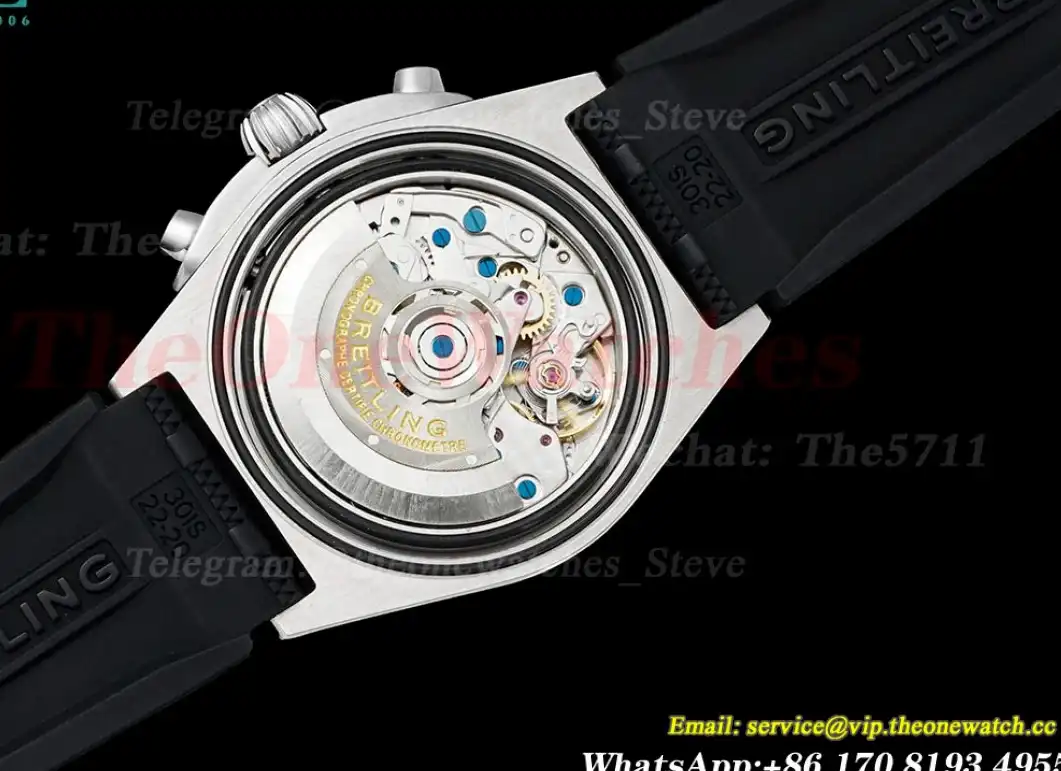 Chronomat B01 42MM Silver Dial on Rouleaux Rubber Strap TF A7750