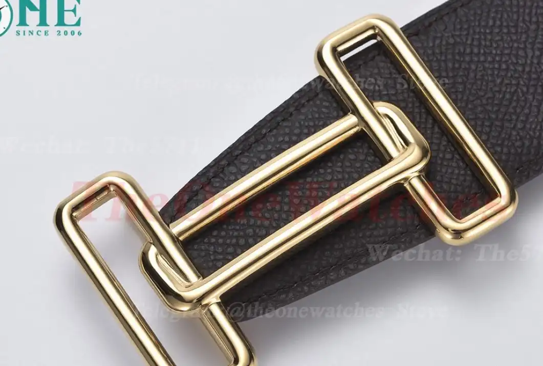 YG Hermes SS Buckle on Red Black Leather Belt 3.8cm