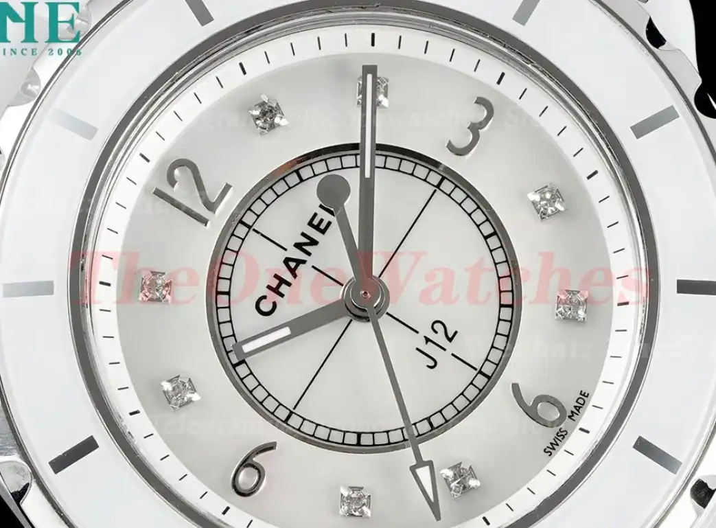 J12 33mm White Ceramic Cer White Num Dia HTF Quartz