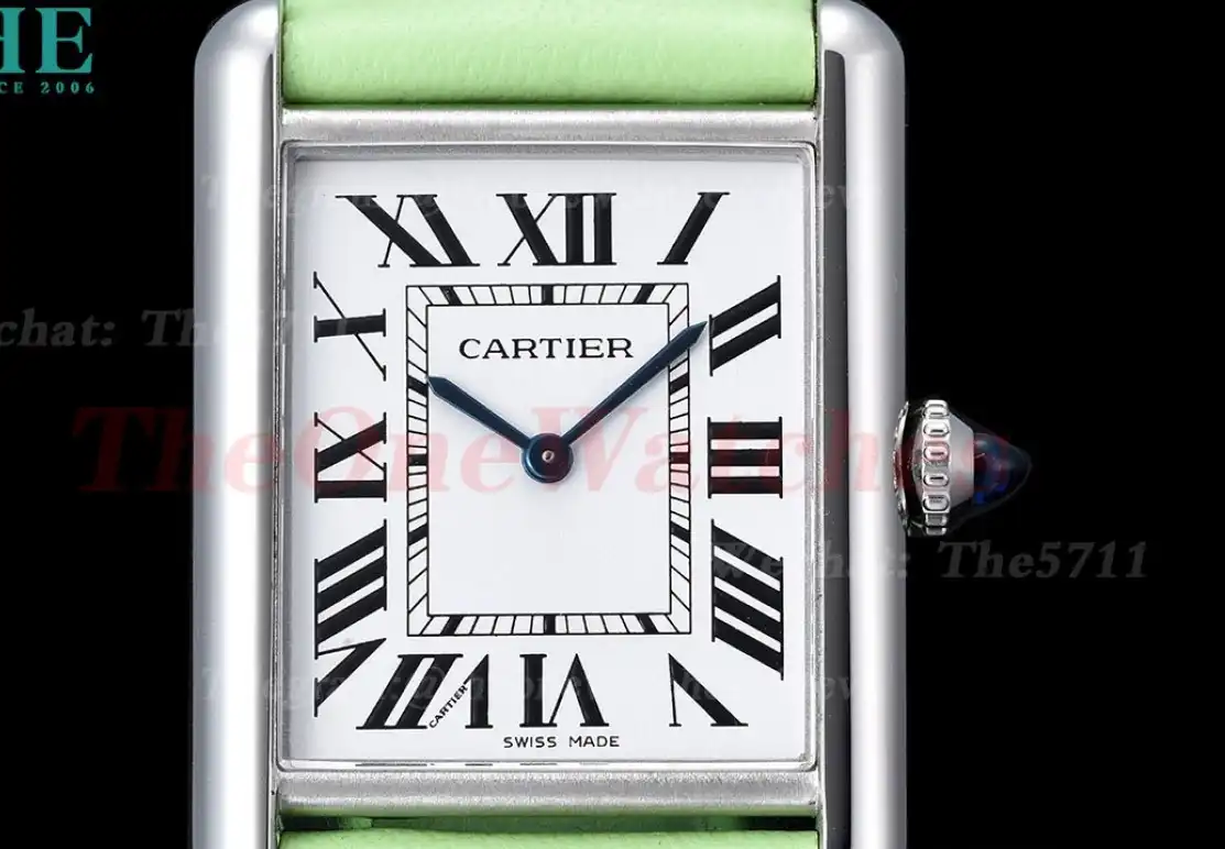 Tank Must SS LE White Dial On Bright Green Leather Strap K11F Quartz