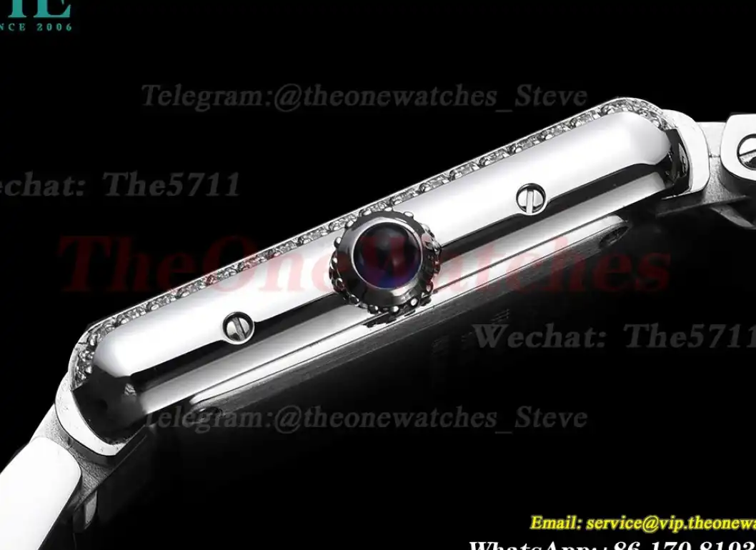 Tank Must Small Diamond Bezel White Dial On SS Bracelet K11F Quartz