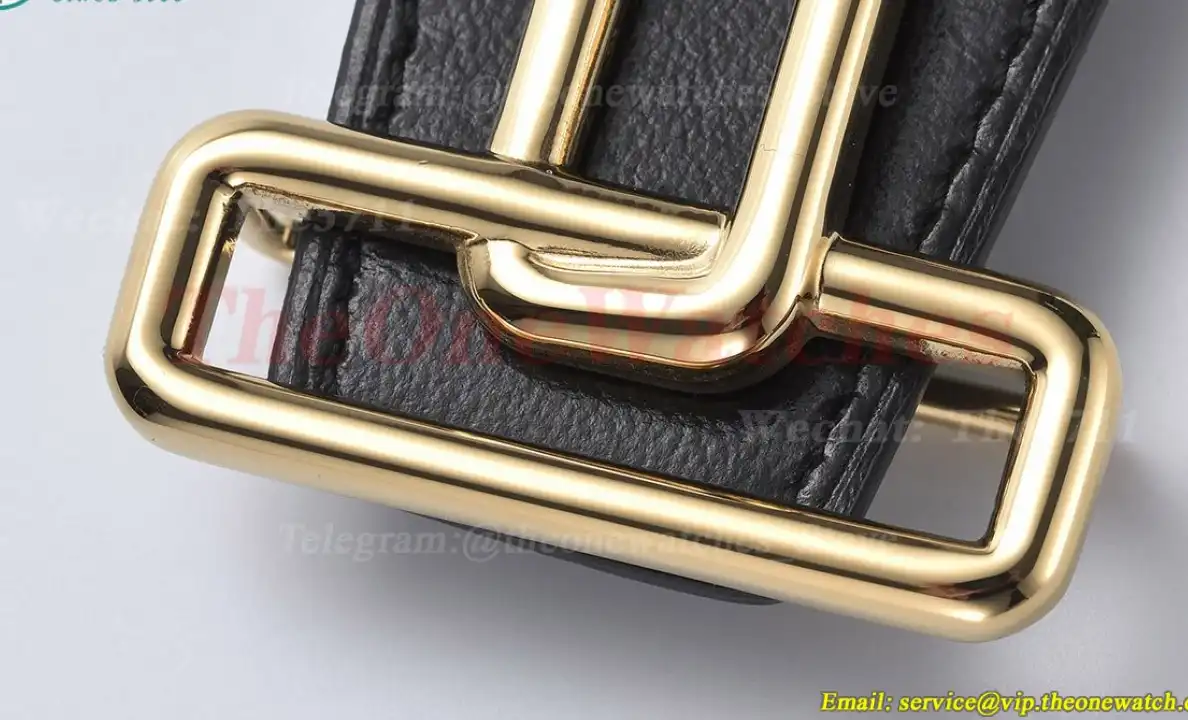 YG Hermes SS Buckle on Black Black Leather Belt 3.8cm