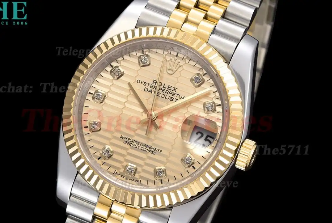 Datejust 126233 36mm Jub SS YG Gold Textured Dial Dia GDF MY8215