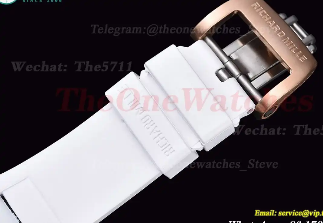 RM52-01 Cer RU On White Rubber Strap Real Tourbillon YSF