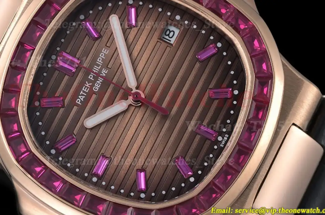 Nautilus Diamond 40mm RG LE Purple Dia Brown Dial GDF MY8215