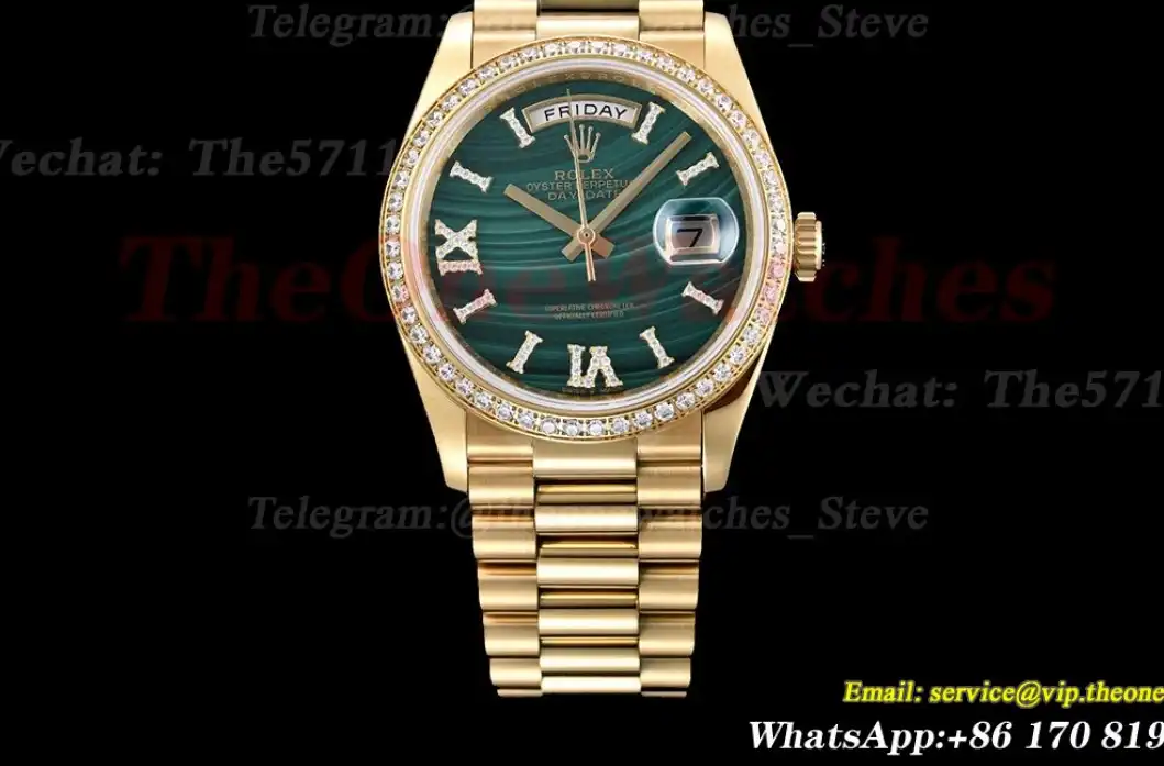 DayDate 36mm YG YG Dia Pres Malachite Dial RAF A2836