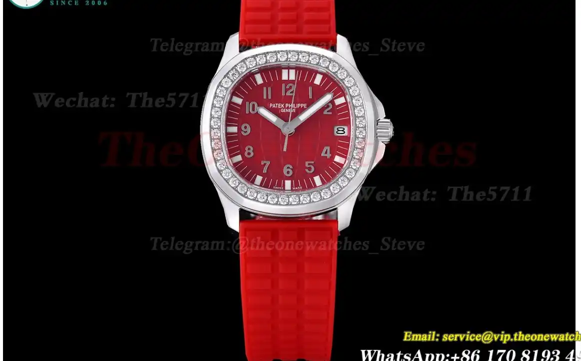 Aquanaut Ladies 35mm Diamond Bezel SS RU Red TWF A324