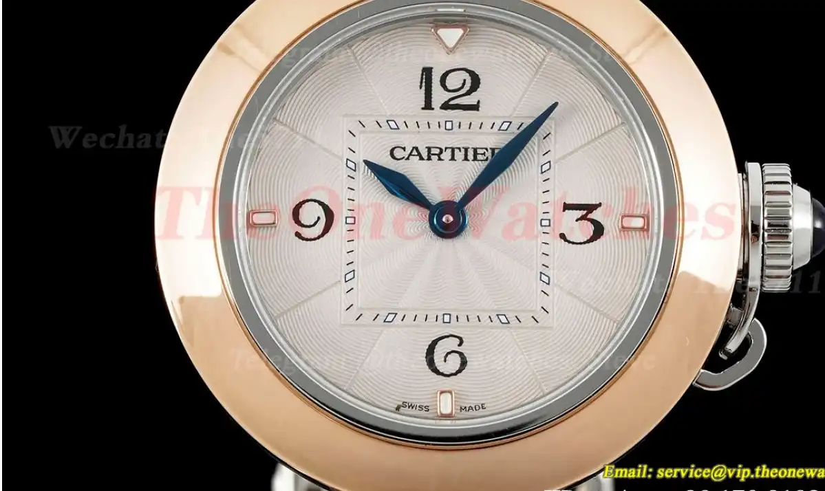 Pasha De Cartier Ladies 30mm Grey RG SS LE White Dial AF Quartz