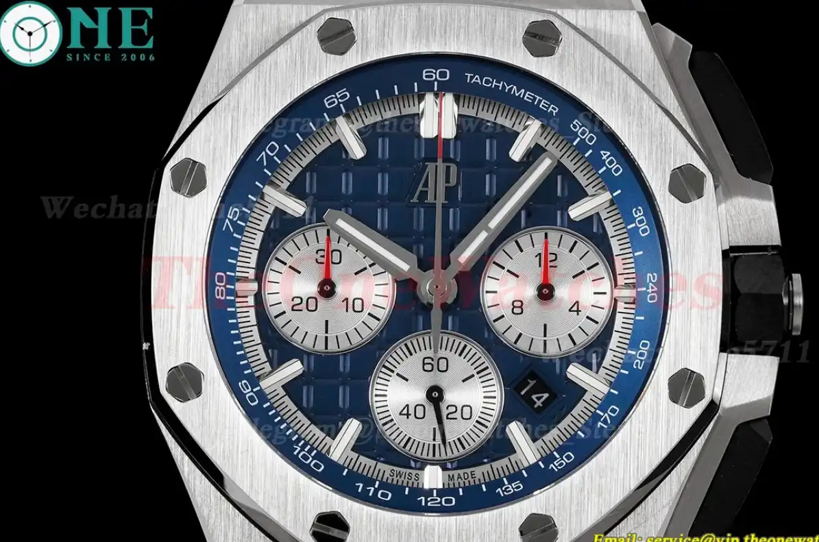 Royal Oak Offshore Chrono 43mm SS RU Blue Silver APF A7750