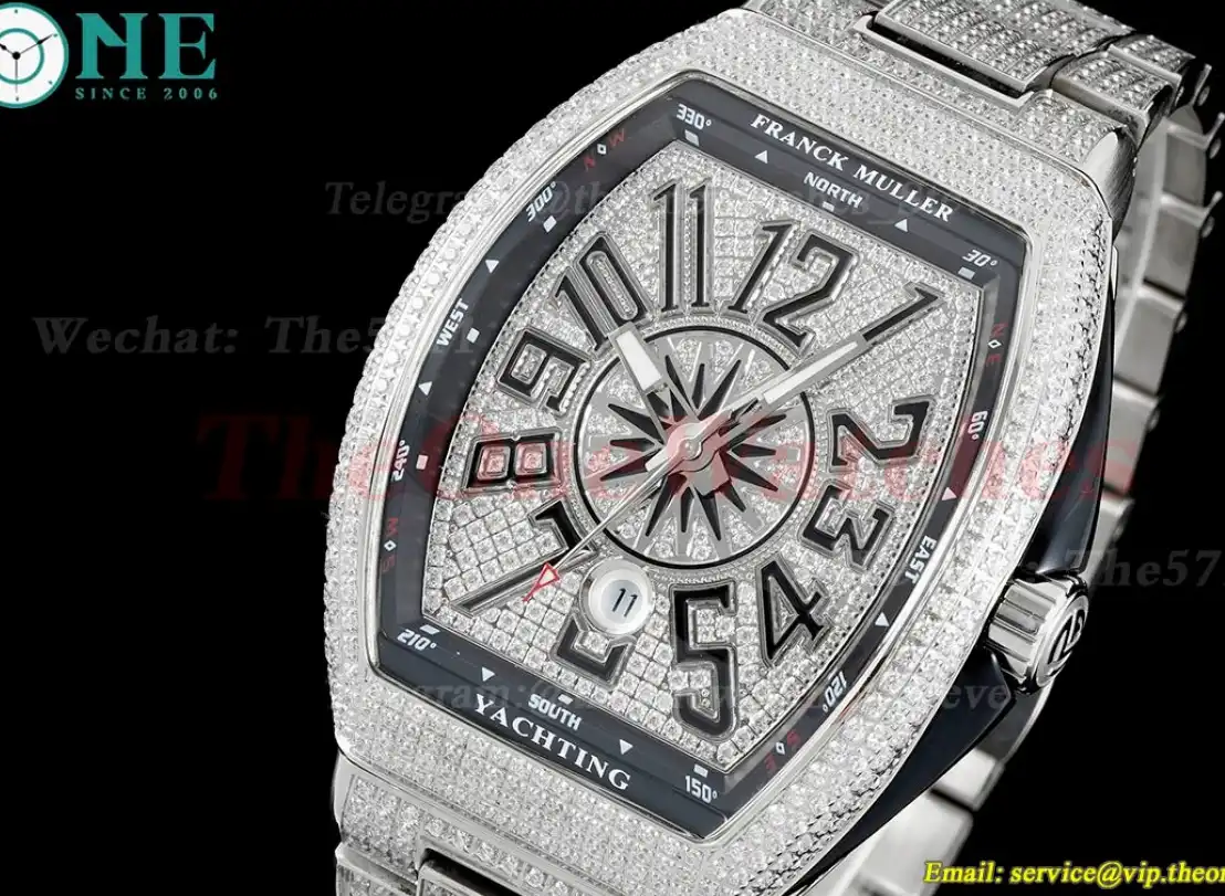 Yachting Mens 44mm Full Diamond SS SS ABF A2824