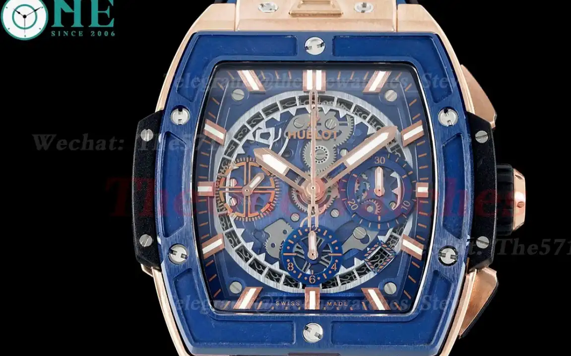 Spirit of Big Bang Chrono 42mm TI RU Blue Skeleton Dial BBF A7750 Mod