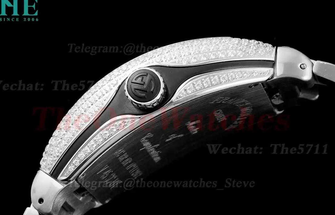 Vanguard Mens 44mm Full Diamond SS SS White ABF A2824