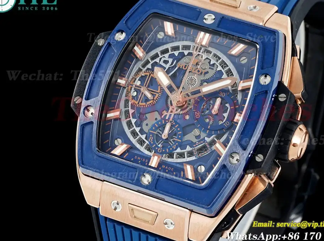 Spirit of Big Bang Chrono 42mm TI RU Blue Skeleton Dial BBF A7750 Mod