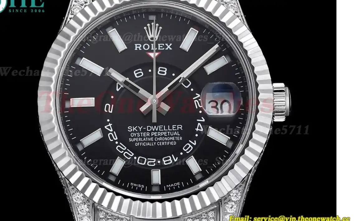 SkyDweller 42mm Diamond Oyster SS SS Black Stk FNF A9001