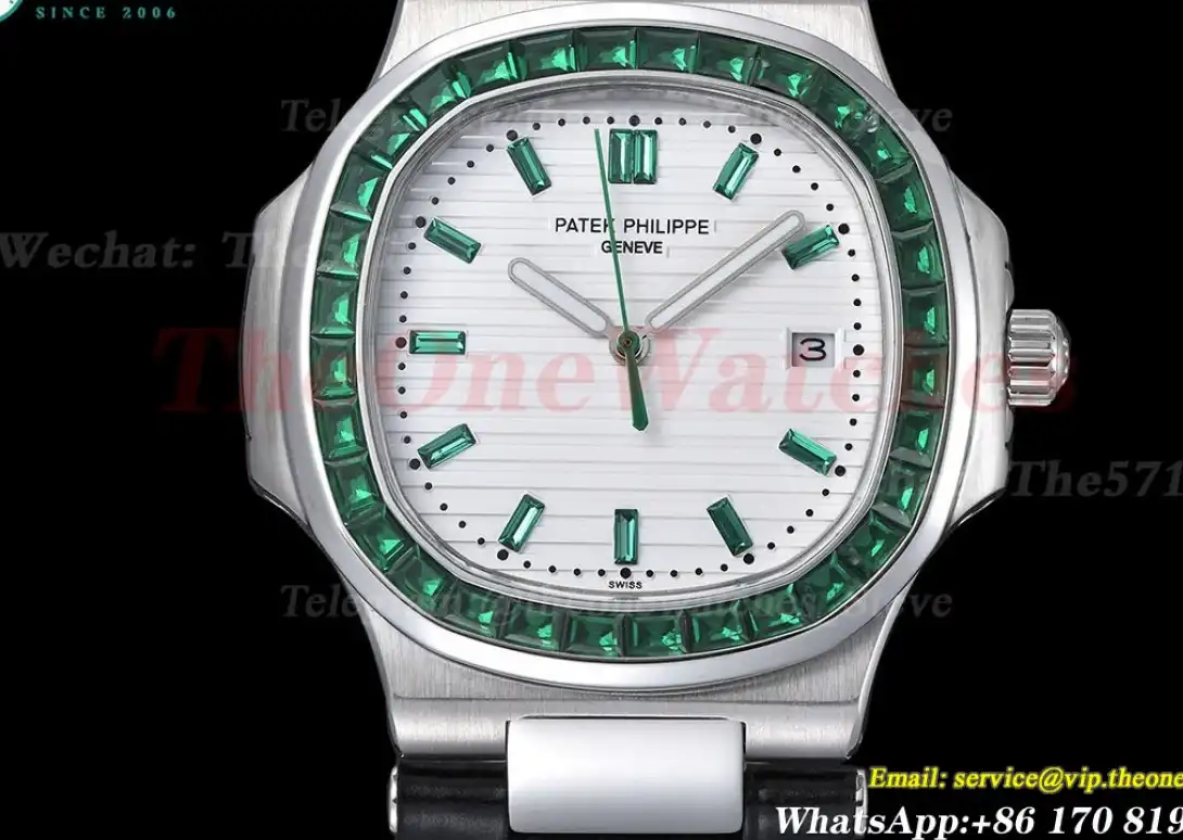 Nautilus Diamond 40mm SS LE Green Dia White Dial GDF MY8215