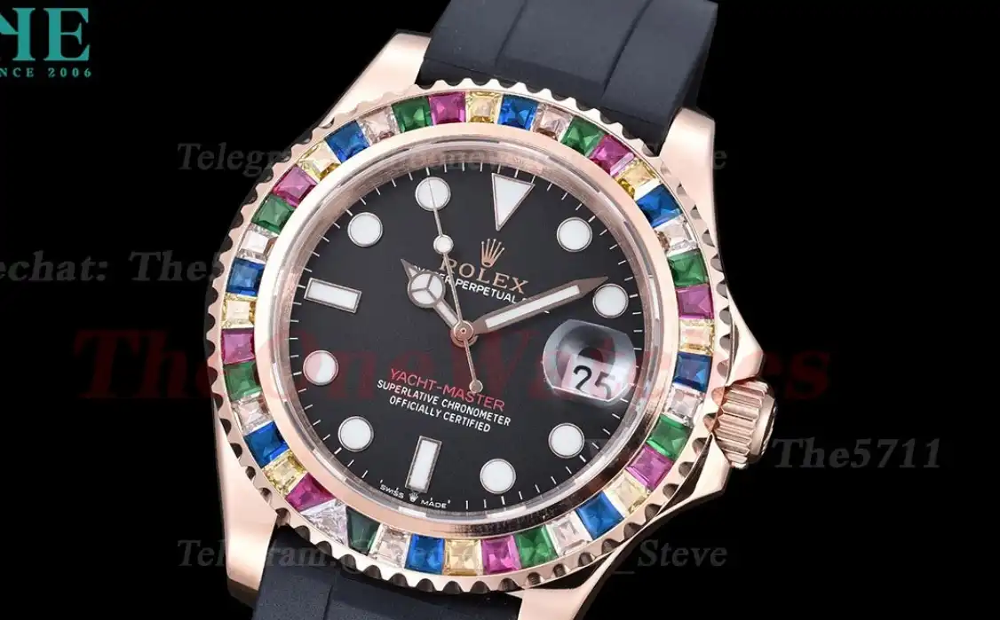 Yacht-Master Rainbow 116695 40mm RG SS Black Dot GDF MY8215