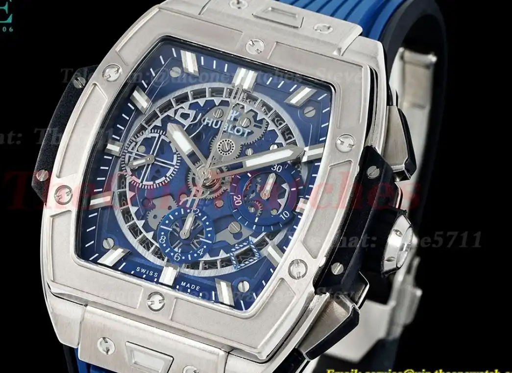 Spirit of Big Bang Chrono 42mm TI RU Blue Skeleton Dial BBF A7750 Mod