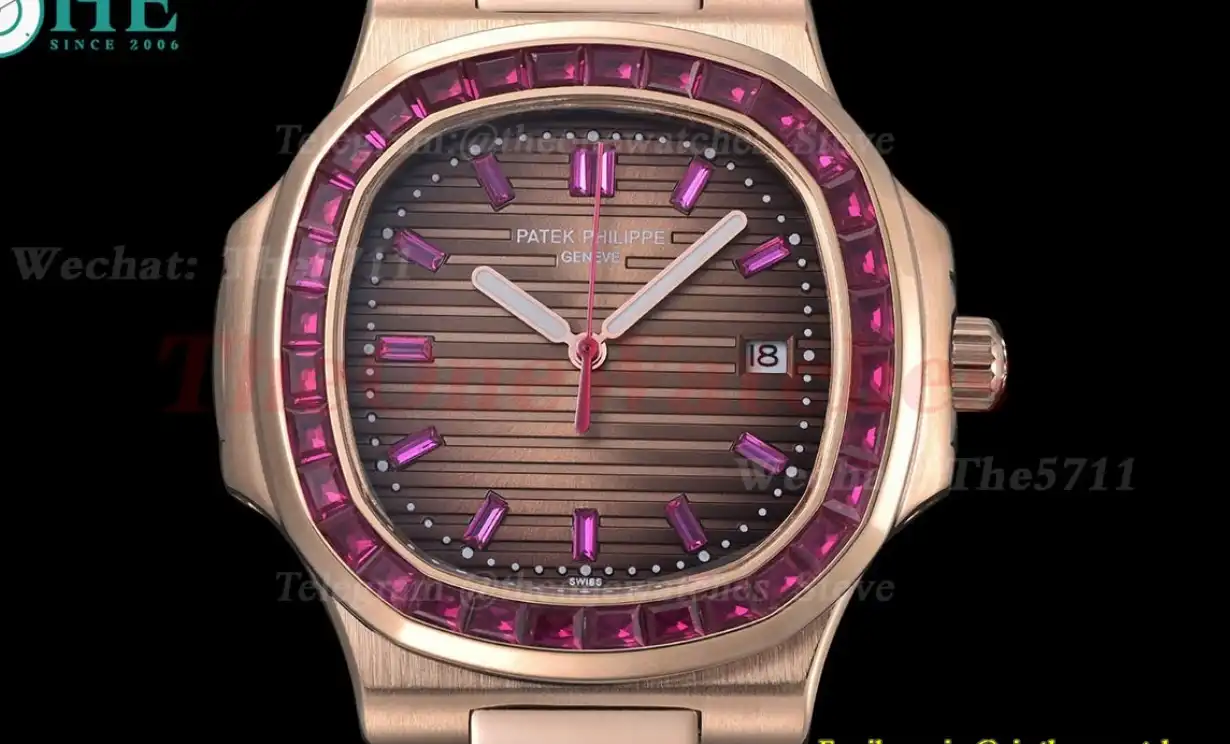 Nautilus Diamond 40mm RG LE Purple Dia Brown Dial GDF MY8215