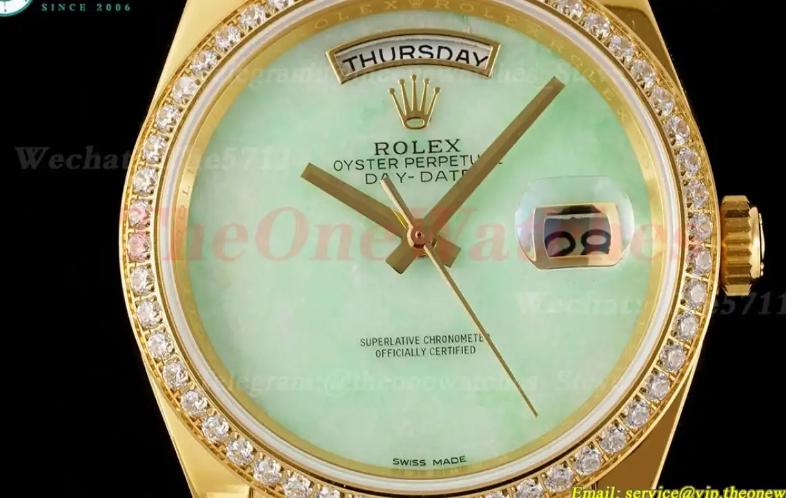 DayDate 128238 36mm Dia YG YG Jade Green Dial RAF A2836