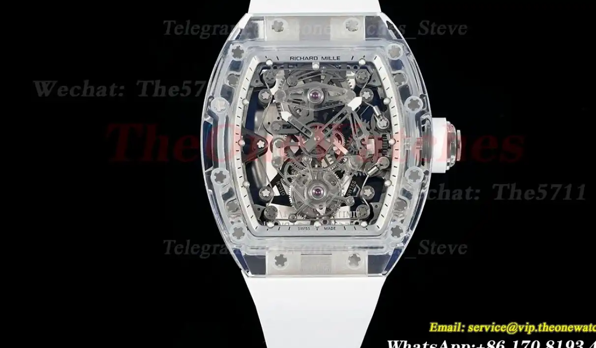 RM56-02 44mm Skeleton Dial on White Rubber Strap RMF Tourb