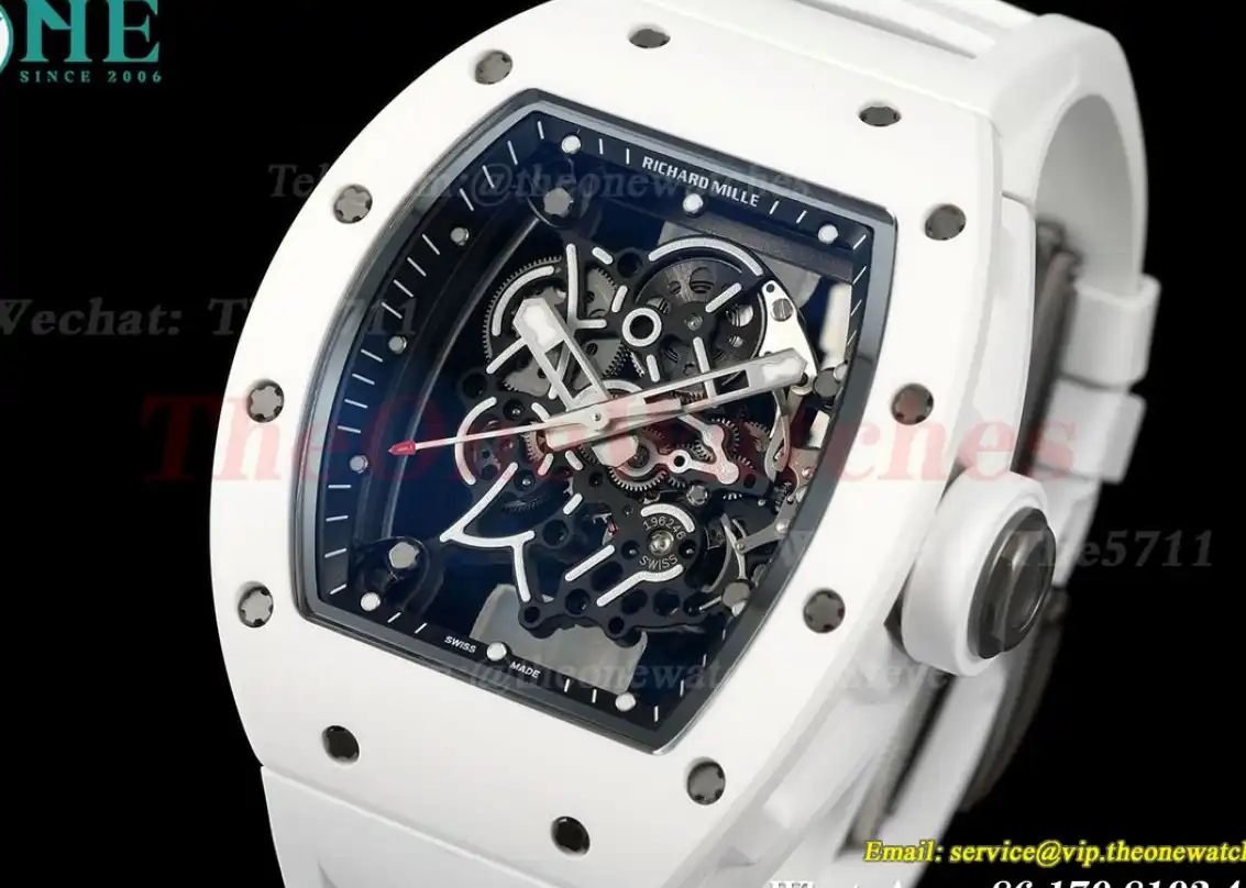 RM055 43mm White Cer RU Skeleton Dial ZF RMAL2 Super Clone