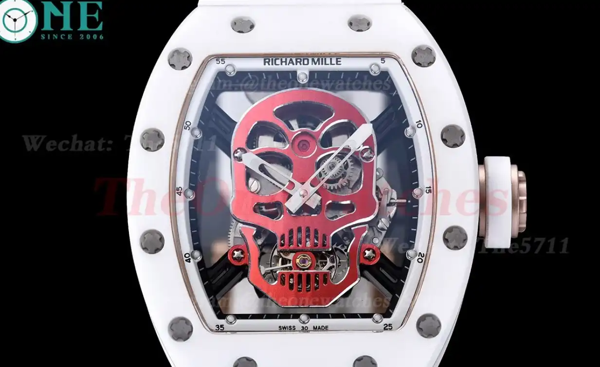 RM52-01 Cer RU On White Rubber Strap Real Tourbillon YSF