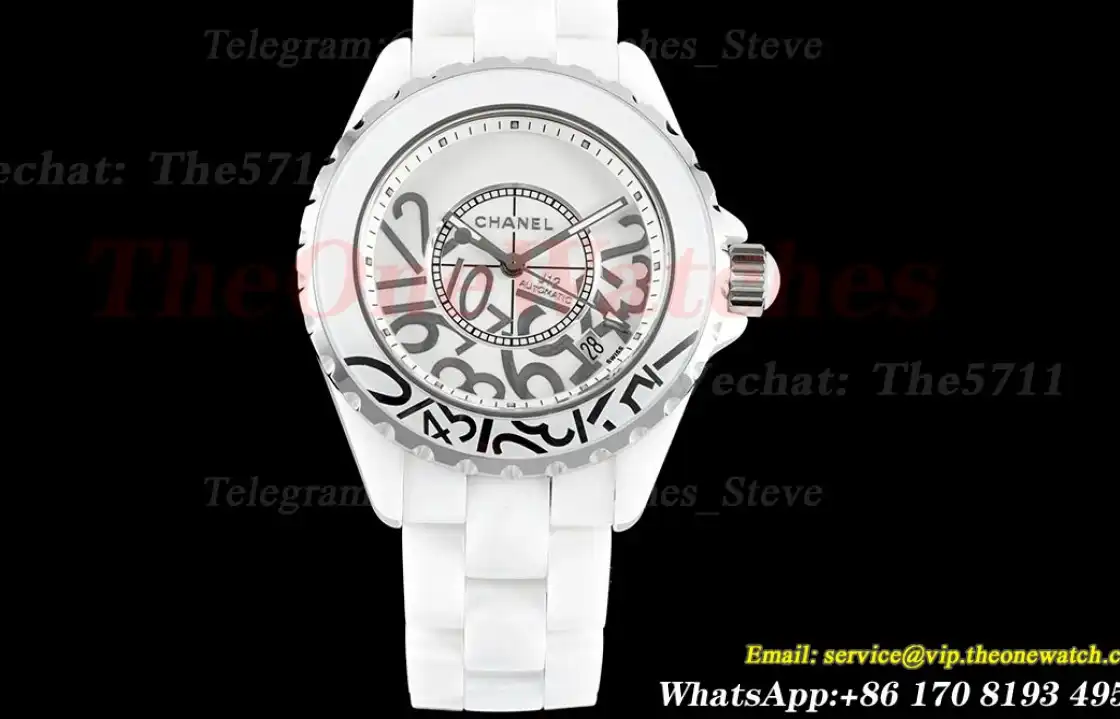 J12 38mm White Ceramic Cer Numeral Dial HTF A2892