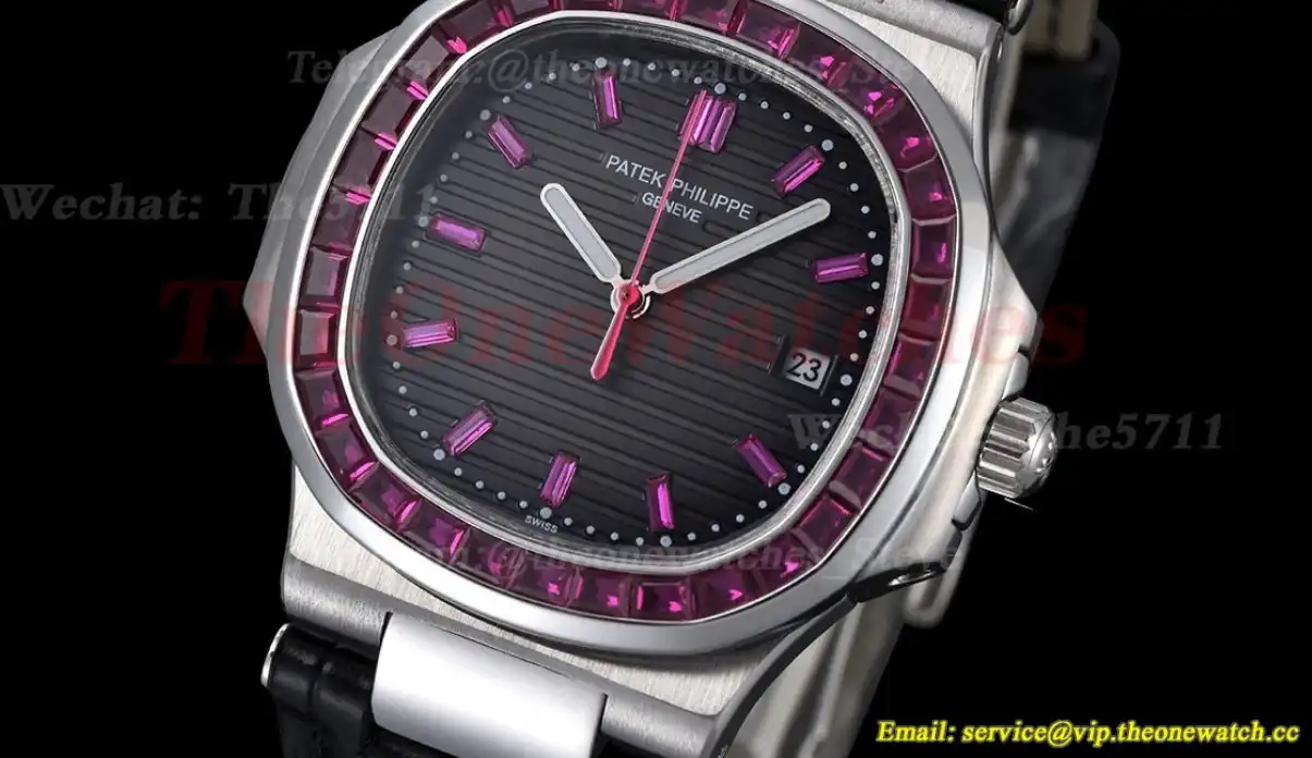 Nautilus Diamond 40mm SS LE Purple Dia Black Dial GDF MY8215