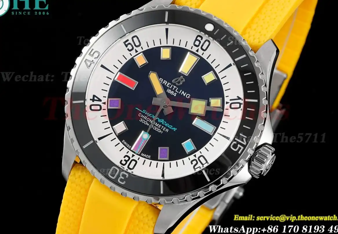 Superocean 42mm SS RU Colorful Dial on Yellow Rubber Strap TF A2824