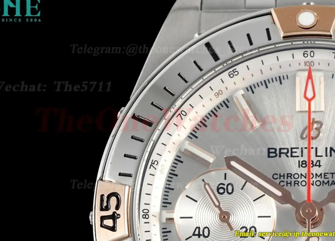 Chronomat B01 42MM RG SS Silver Stk TF A7750