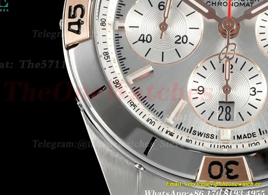 Chronomat B01 42MM RG SS Silver Stk TF A7750