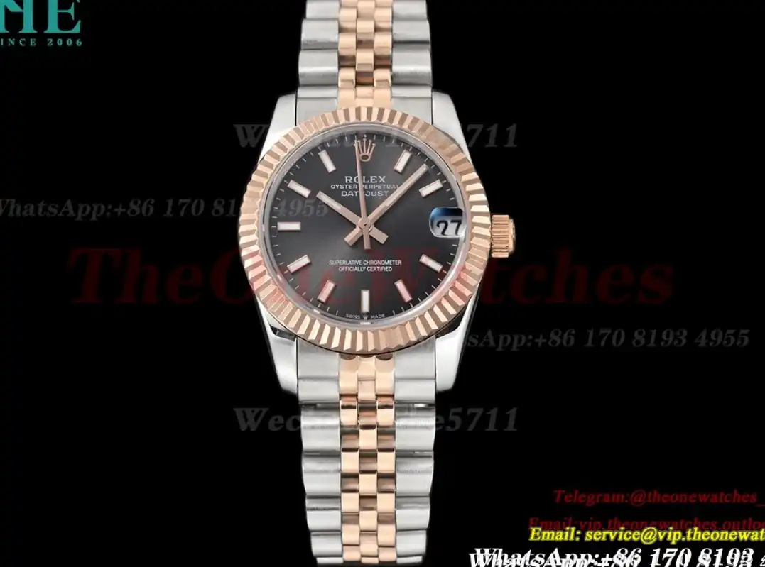 Rolex - Datejust 28mm RG SS Grey Stk GDF MY8215