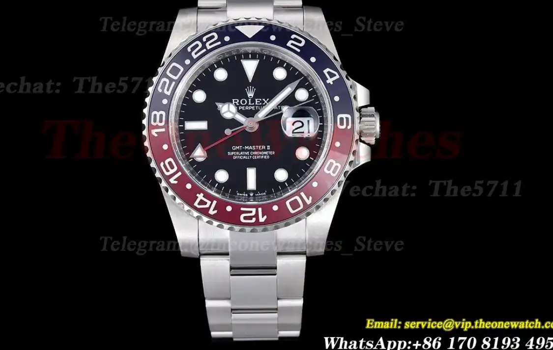 Rolex - GMT II 126710 Pepsi Oys 40mm SS SS Black Clean V2 DD3285 Super Clone