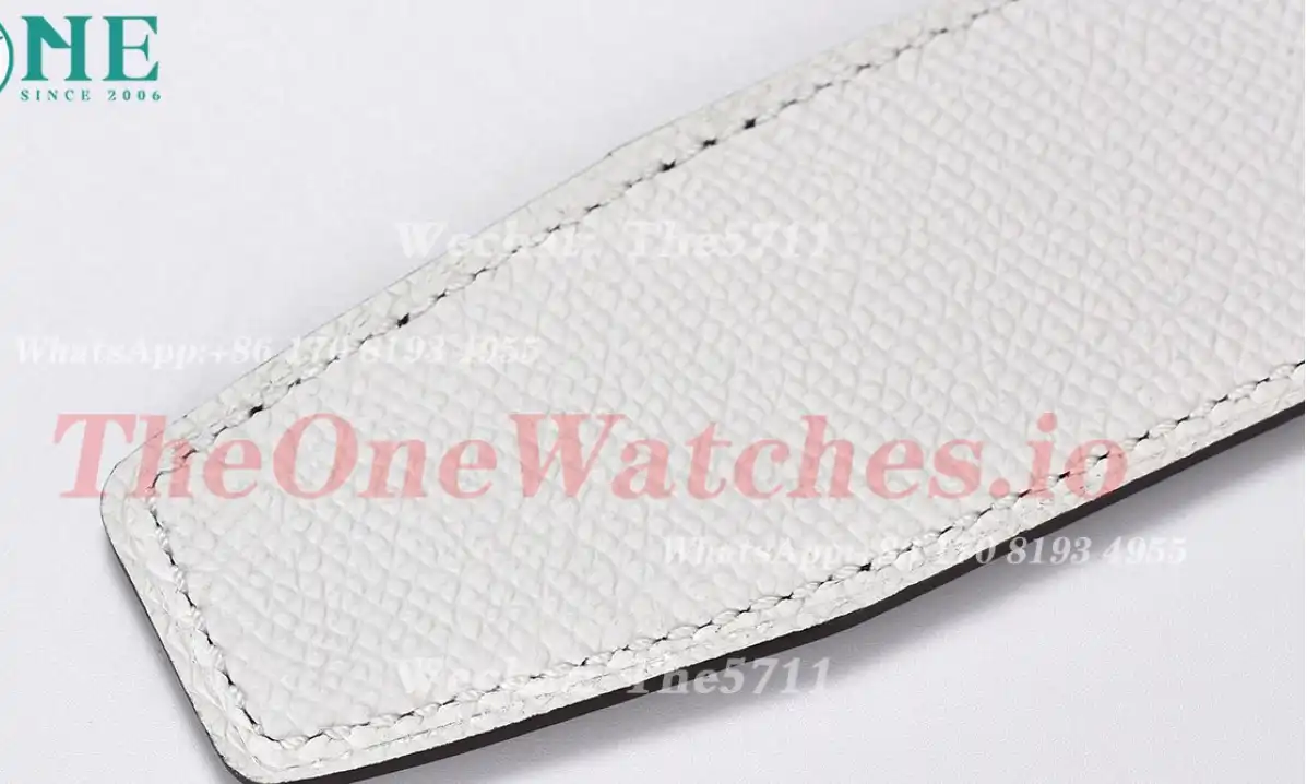 Hermes - Silver Hermes SS Buckle on White Black Leather Belt 3.8cm