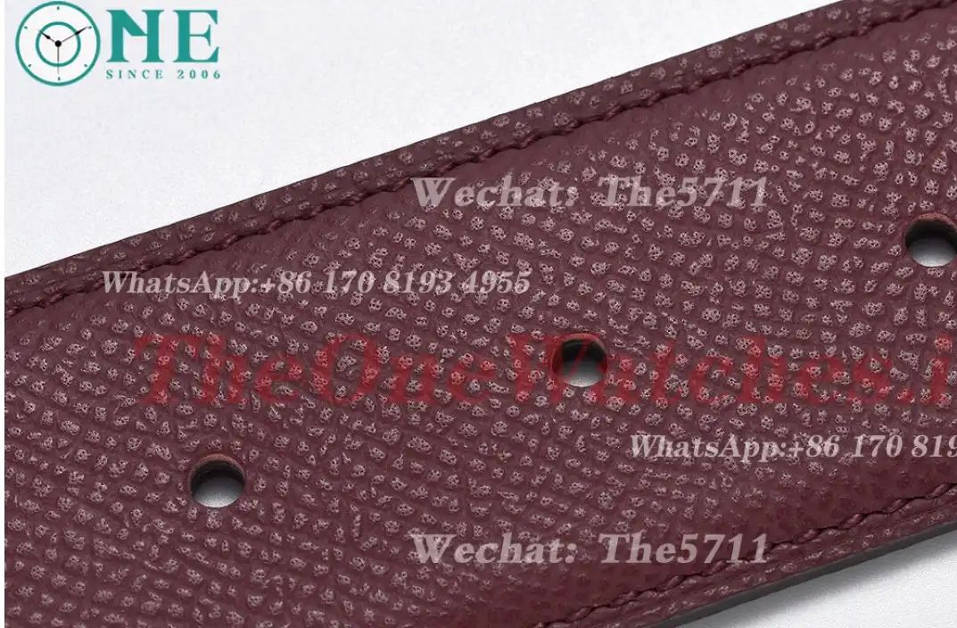 Silver Hermes SS Buckle on Red Black Leather Belt 3.8cm