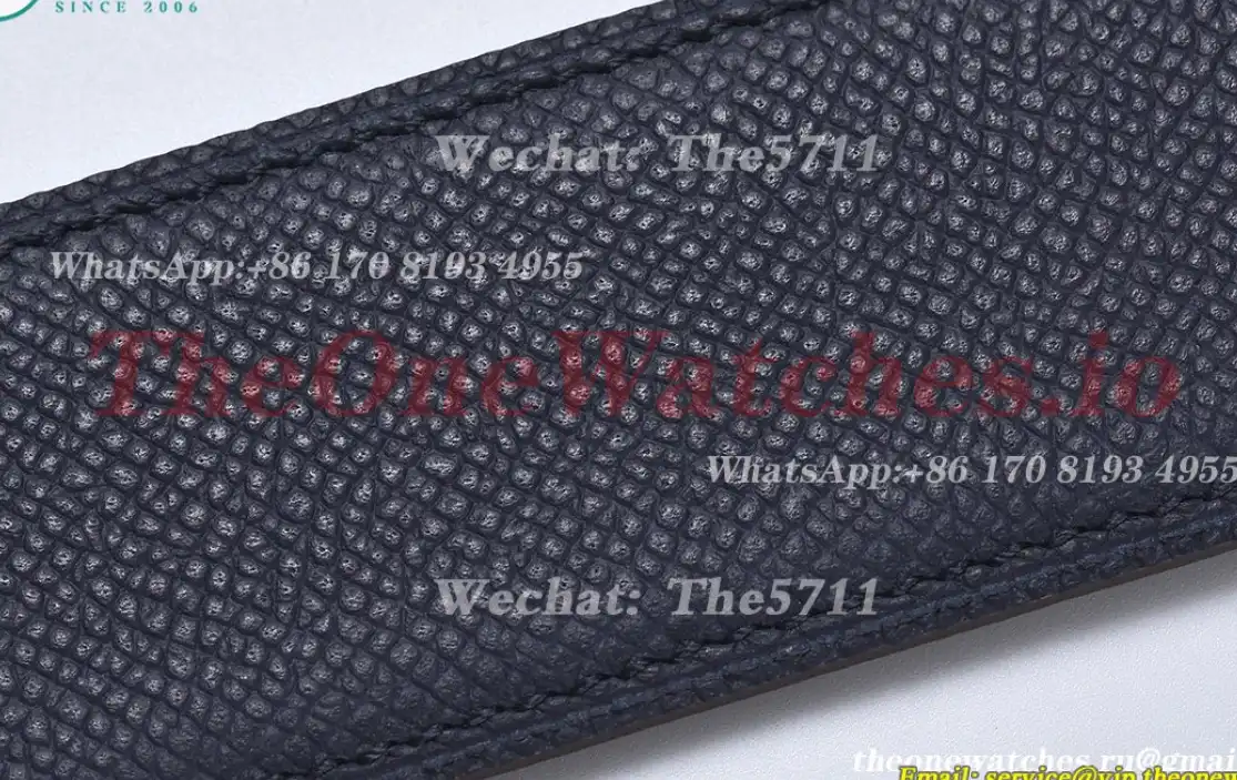 Silver Hermes SS Buckle on Blue Black Leather Belt 3.8cm