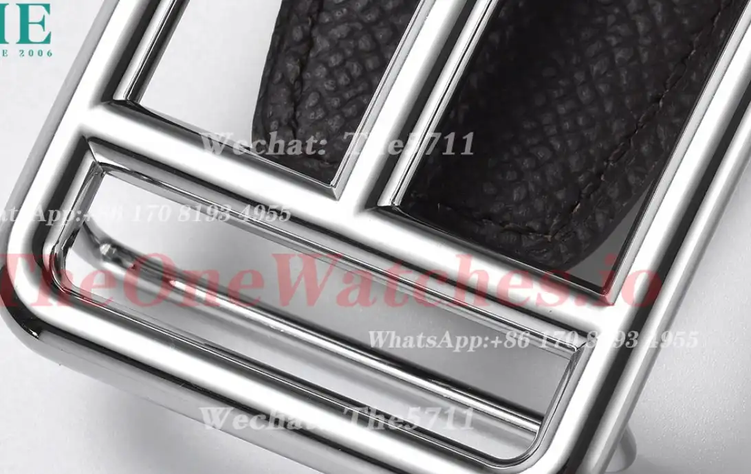 Hermes - Silver Hermes SS Buckle on Red Black Leather Belt 3.8cm