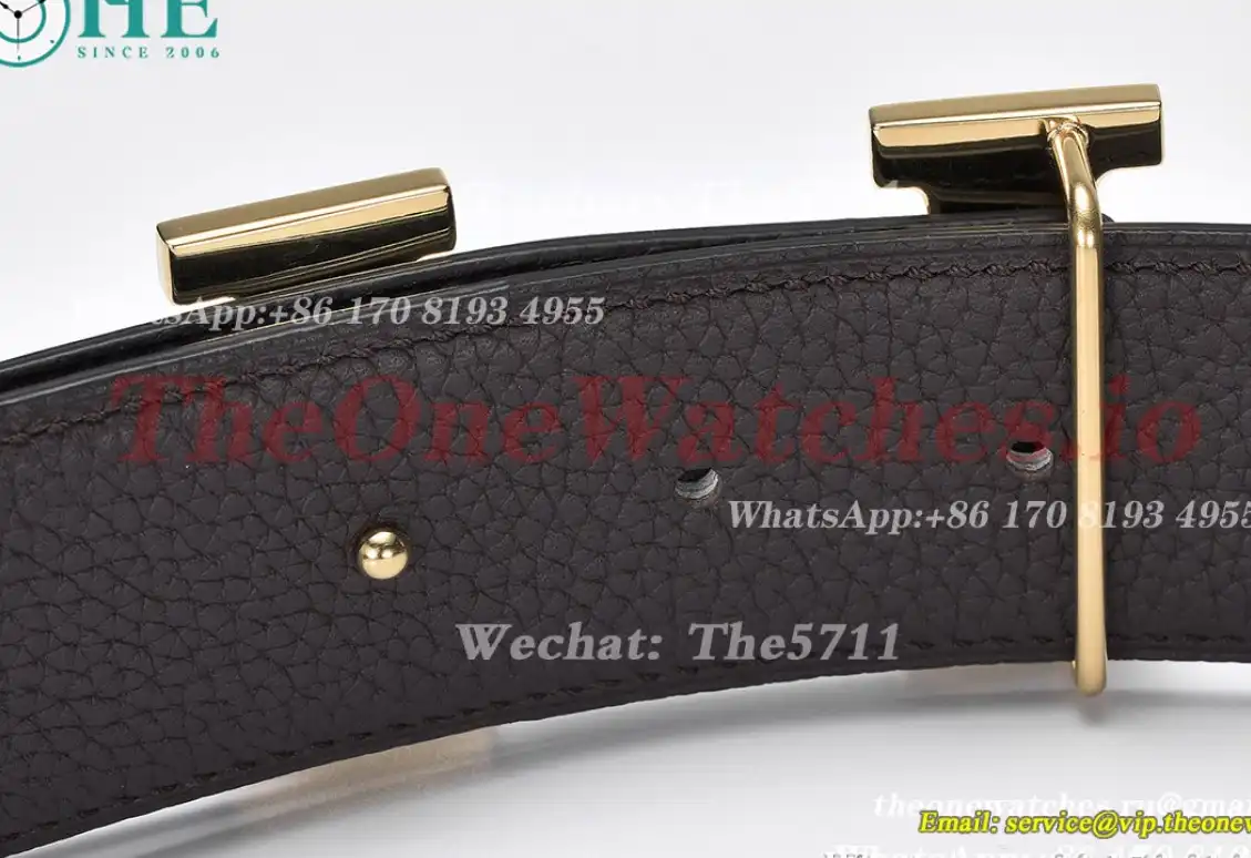 Hermes - YG Hermes SS Buckle on Black Black Leather Belt 3.8cm