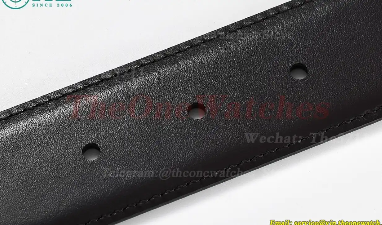 YG Brass Buckle on Black Black Leather Belt 3.5cm