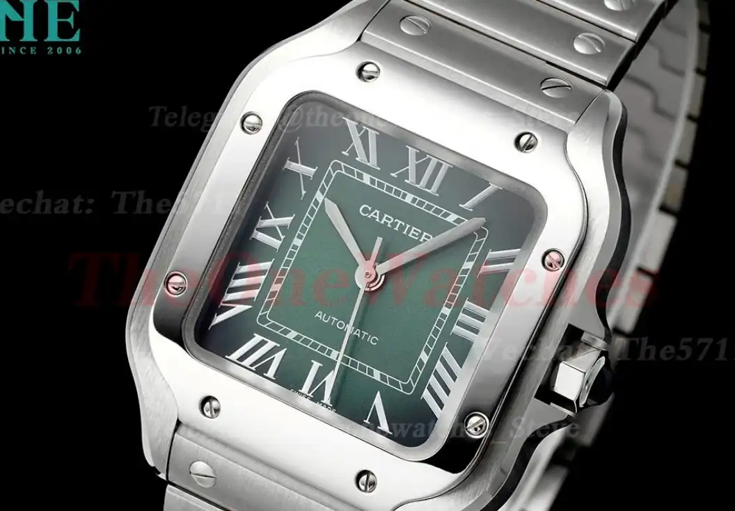 Santos De Cartier 35mm SS SS Green Dial AF MY9015