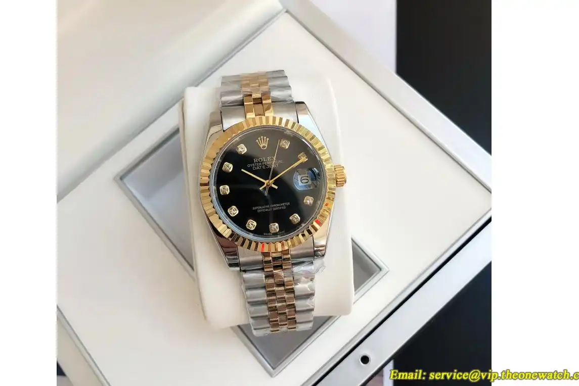 Rolex - Datejust 36 28mm Jub YG SS Black Dia GDF MY8215