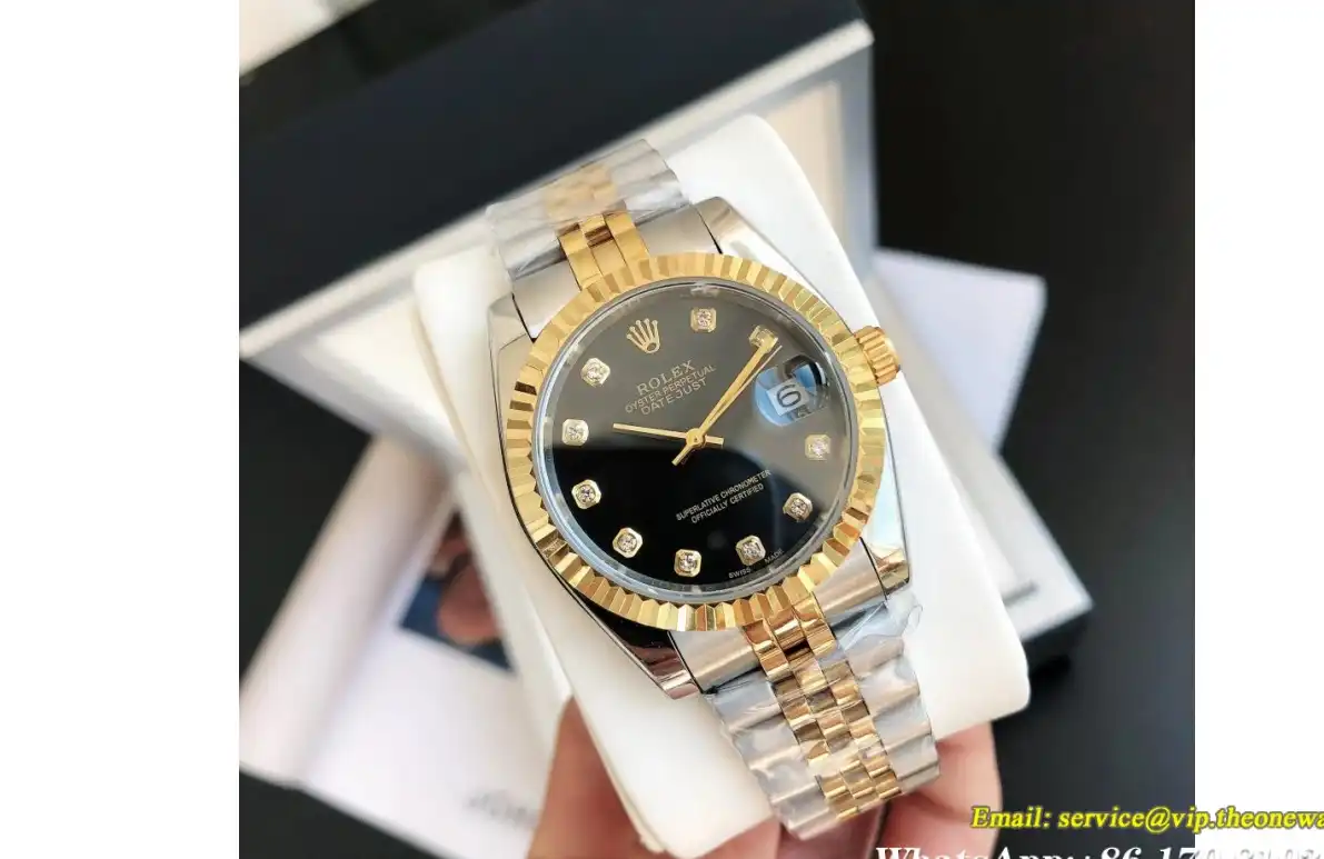 Rolex - Datejust 36 28mm Jub YG SS Black Dia GDF MY8215