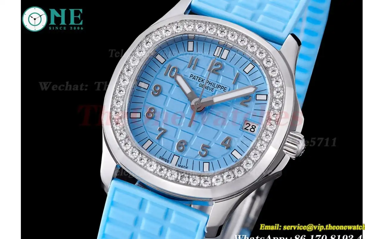 Aquanaut Ladies 35mm Diamond Bezel SS RU Blue TWF A324