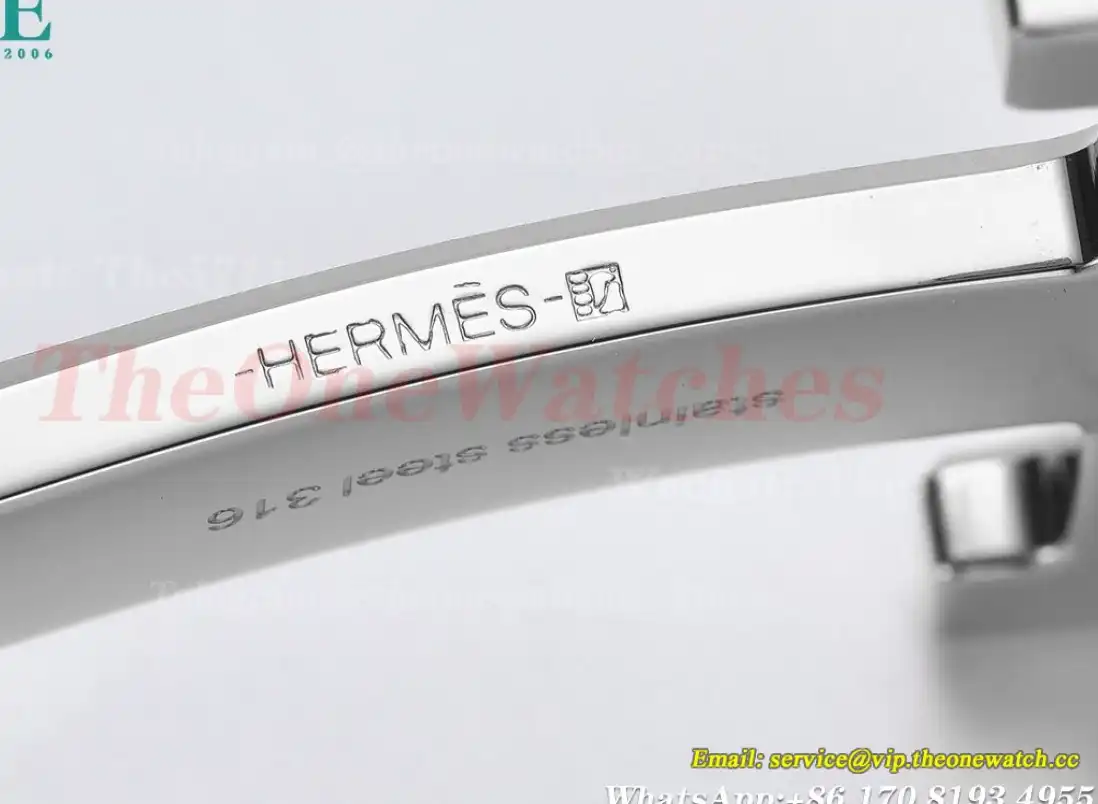 Silver Hermes SS Buckle on Blue Black Leather Belt 3.8cm