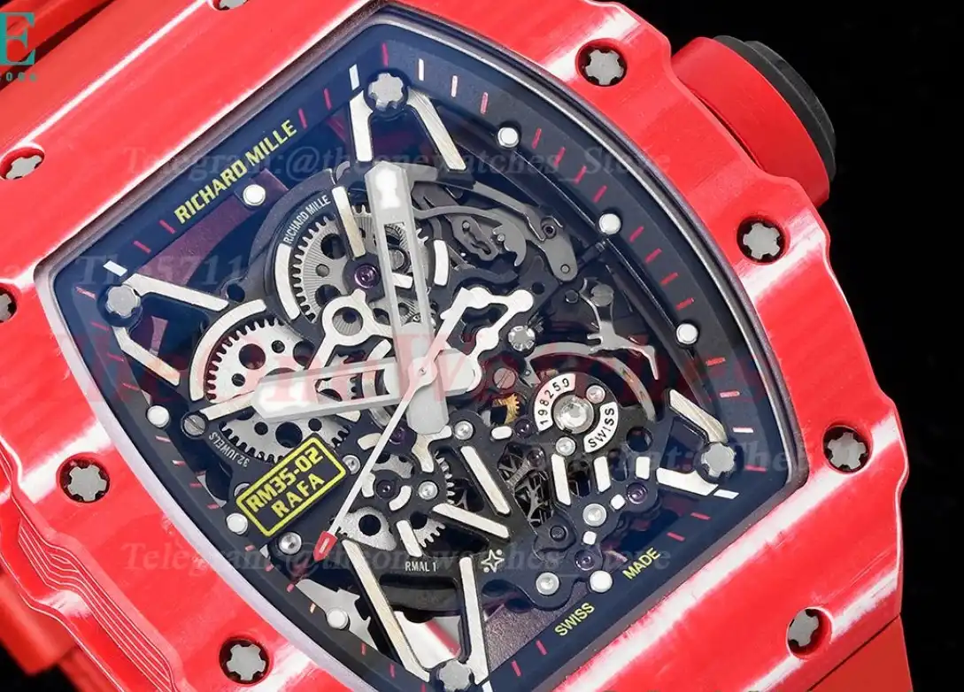 RM35-02 Skeleton Dial With Red Rubber Strap T+F Clone RMUL2