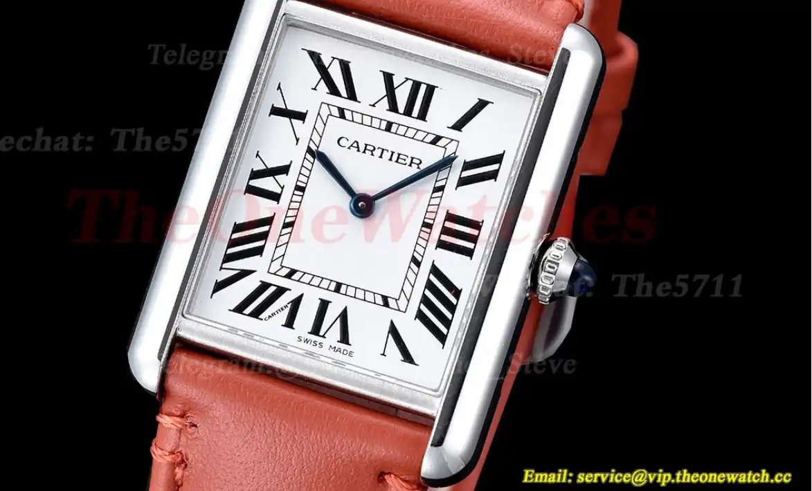 Tank Must Diamond Bezel On Red Satin Strap K11F Quartz