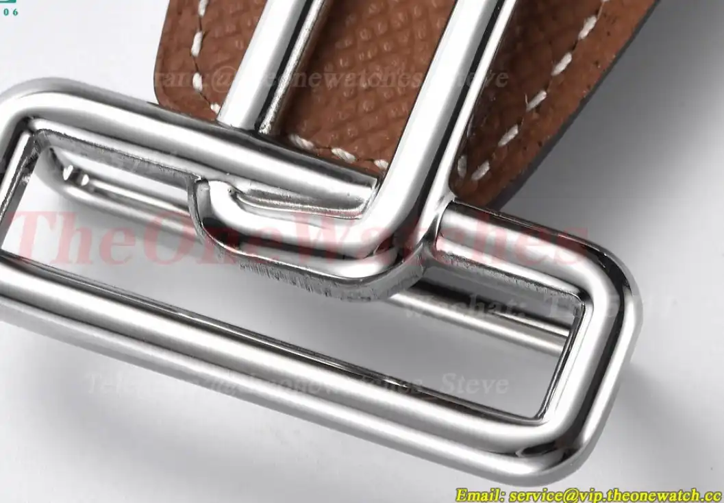 Silver Hermes SS Buckle on Brown Black Leather Belt 3.8cm