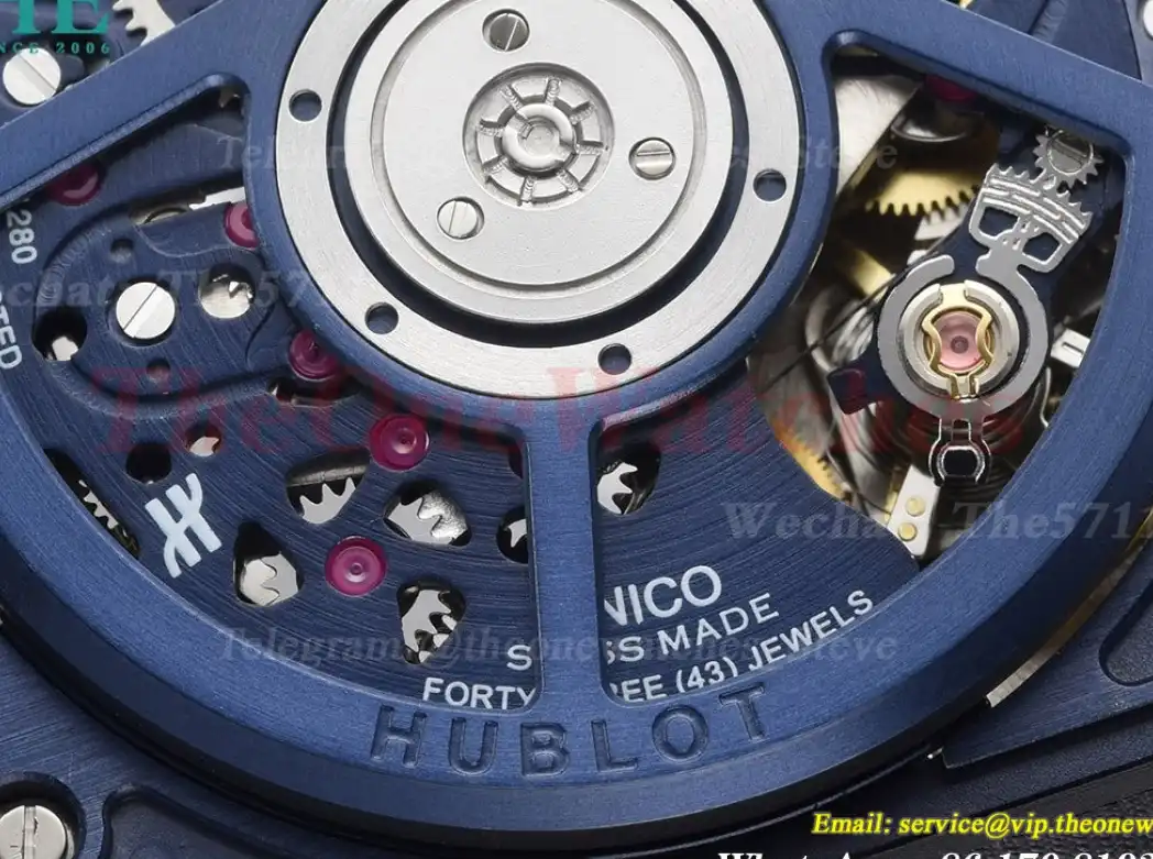 Square Bang Unico 42mm RG RU Blue Skeleton Dial BBF HUB1280A