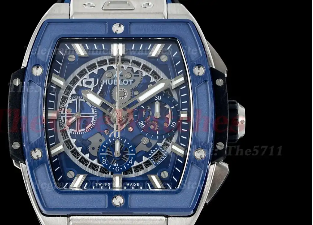 Spirit of Big Bang Chrono 42mm TI RU Blue Skeleton Dial BBF A7750 Mod